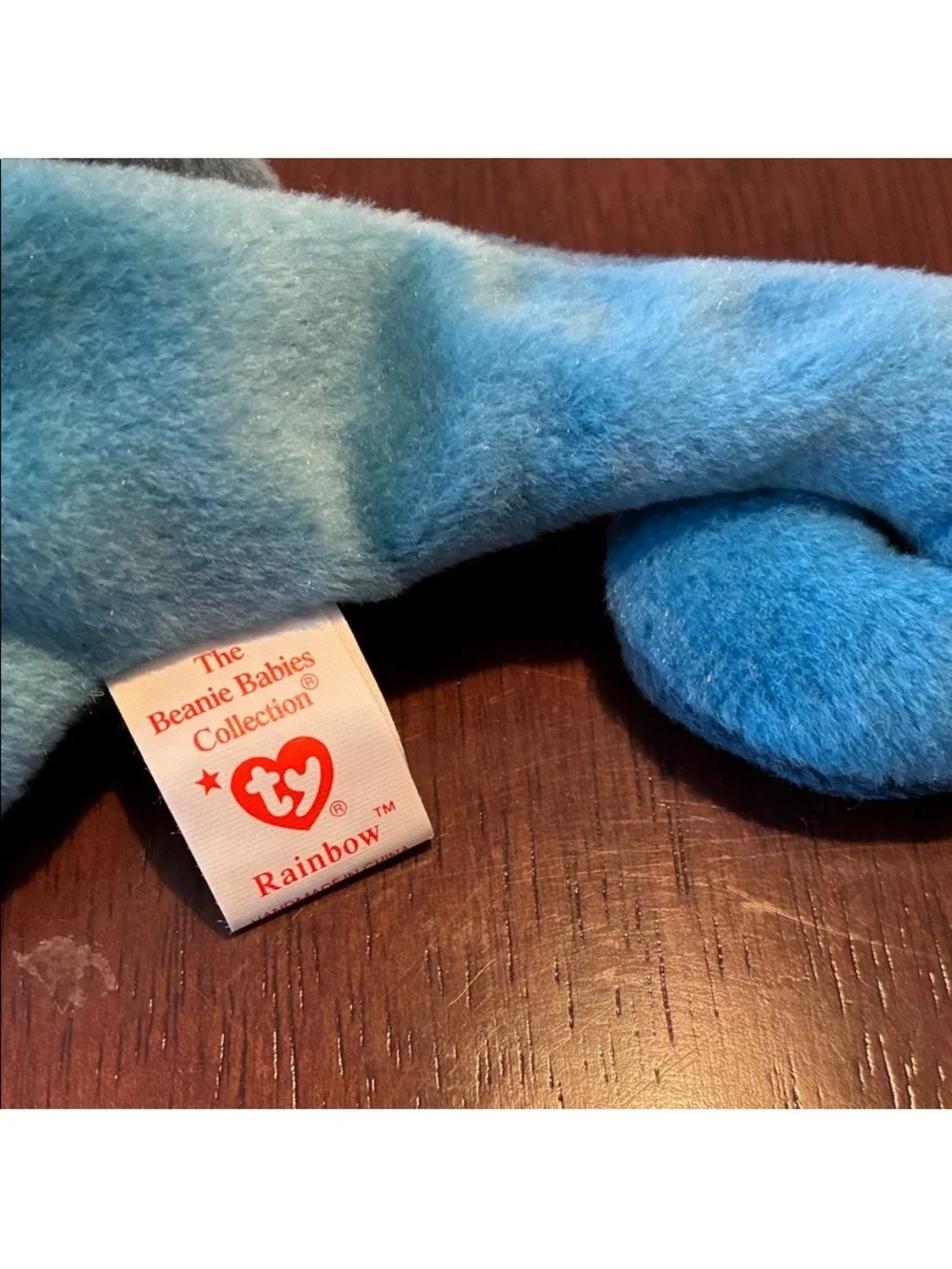 Ty Vibrant Blue Rainbow Chameleon Plush Beanie Baby Toy 1997